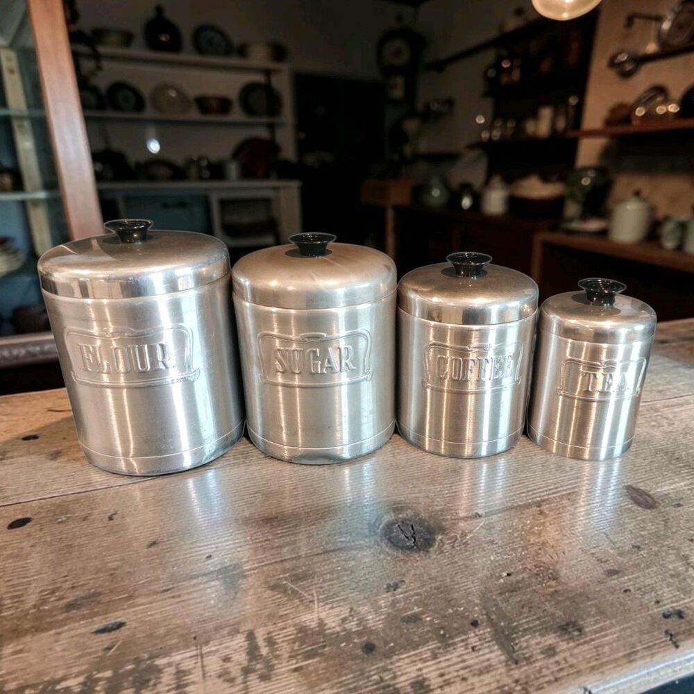 Heller Hostess Ware Aluminum MCM Canister Nesting set Spun aluminum with lids